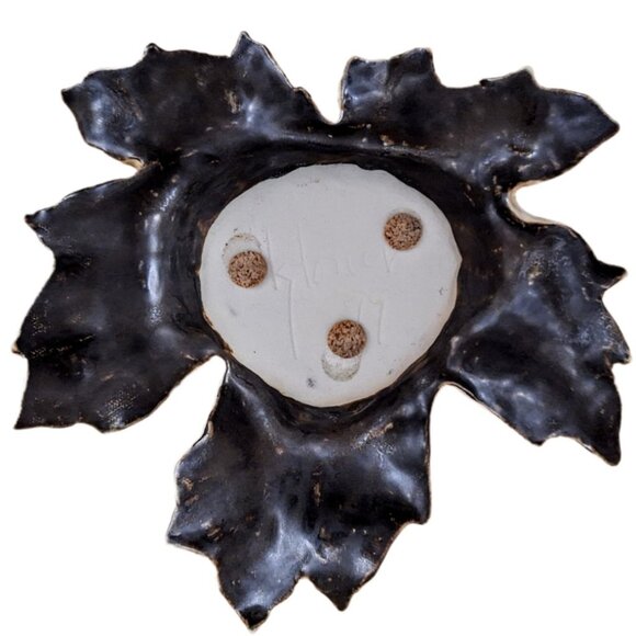 Studio Art Pottery Fall 7" Maple Leaf Shaped Votive Candle Holder - Picture 7 of 8